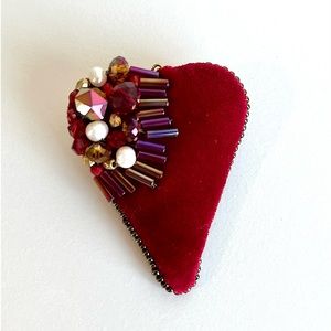 NEW handmade velvet and beaded brooch